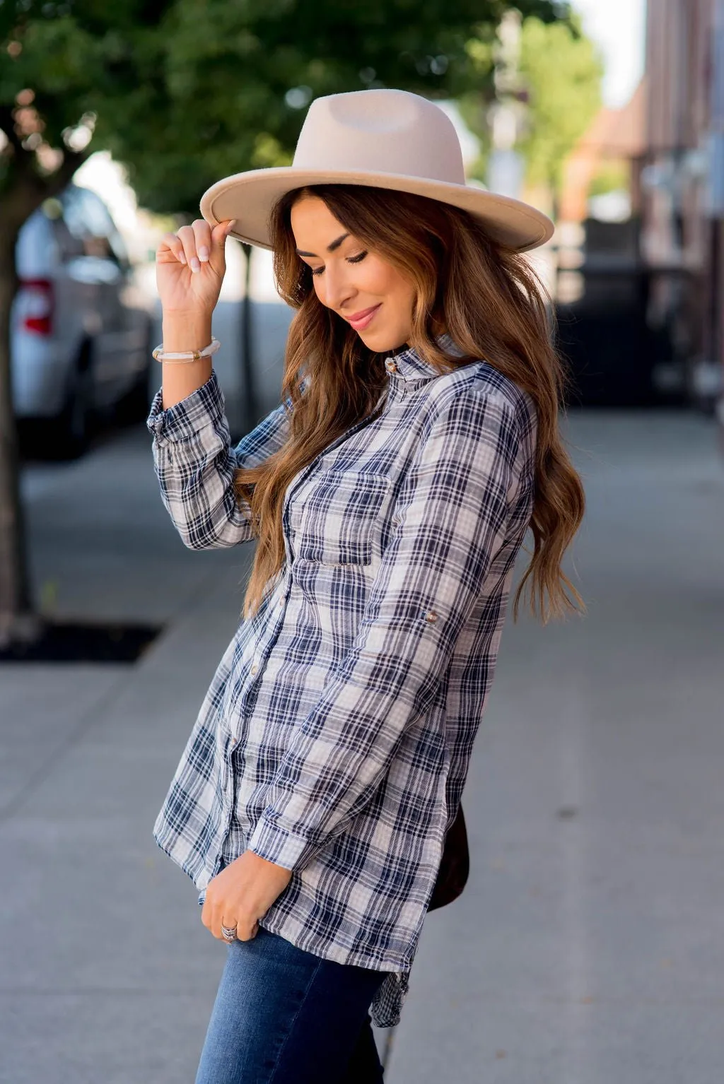 Navy Plaid Tunic