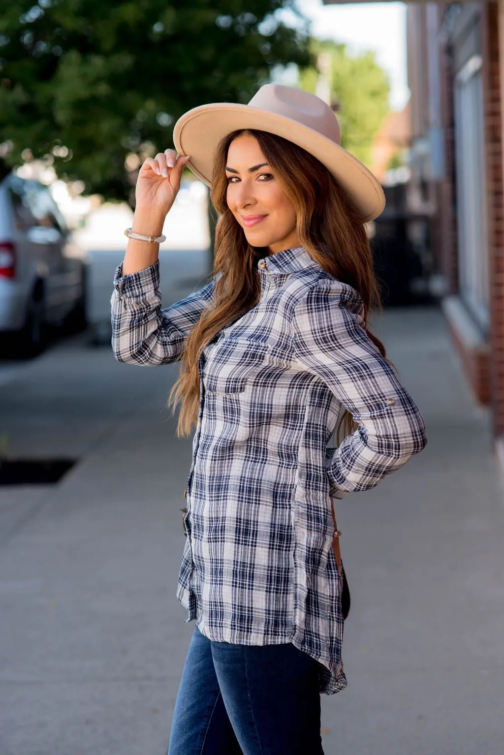 Navy Plaid Tunic