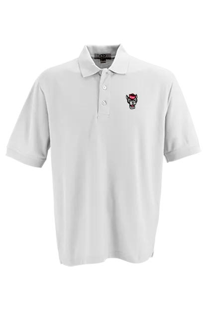 NC State Wolfpack White Wolfhead Soft-Blend Pique Polo