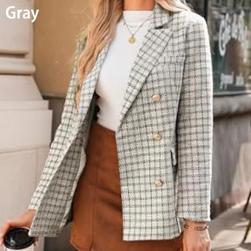 💕New autumn coat 55% OFF💕Plaid Tweed Blazer Jacket for Women