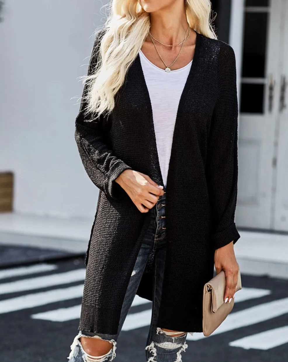 Open Front Dolman Sleeve Cardigan