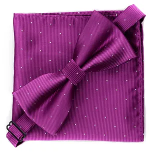 Orchid Purple [Glitter Dots] - Bow Tie and Pocket Square Matching Set