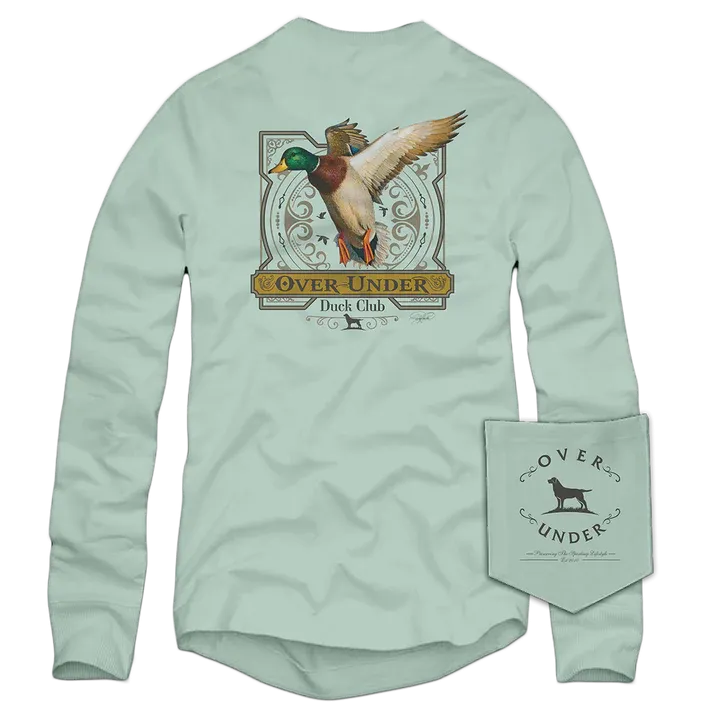 Over Under Long Sleeve Duck Club T-Shirt in Green Tea