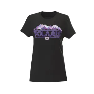 Polaris  Black Women Mountain Graphic T-Shirt Short Sleeve Soft Comfortable Tee