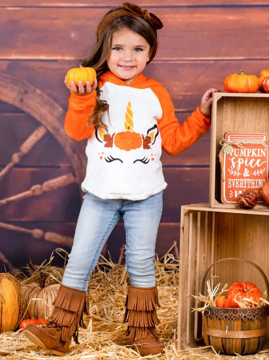 Pumpkin Princess Raglan Sleeve Fleece Hoodie