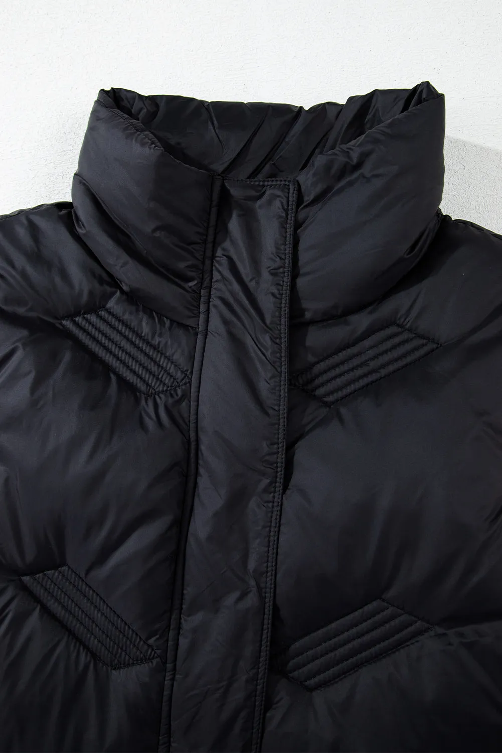 Quilted High Neck Zip Up Jacket Vest