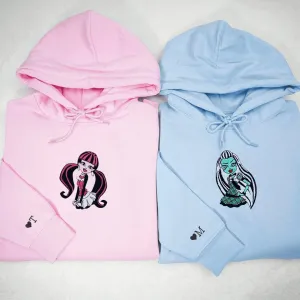 "Monster Couple" Matching Couple Hoodies - Custom Embroidered Sweatshirts For Couples