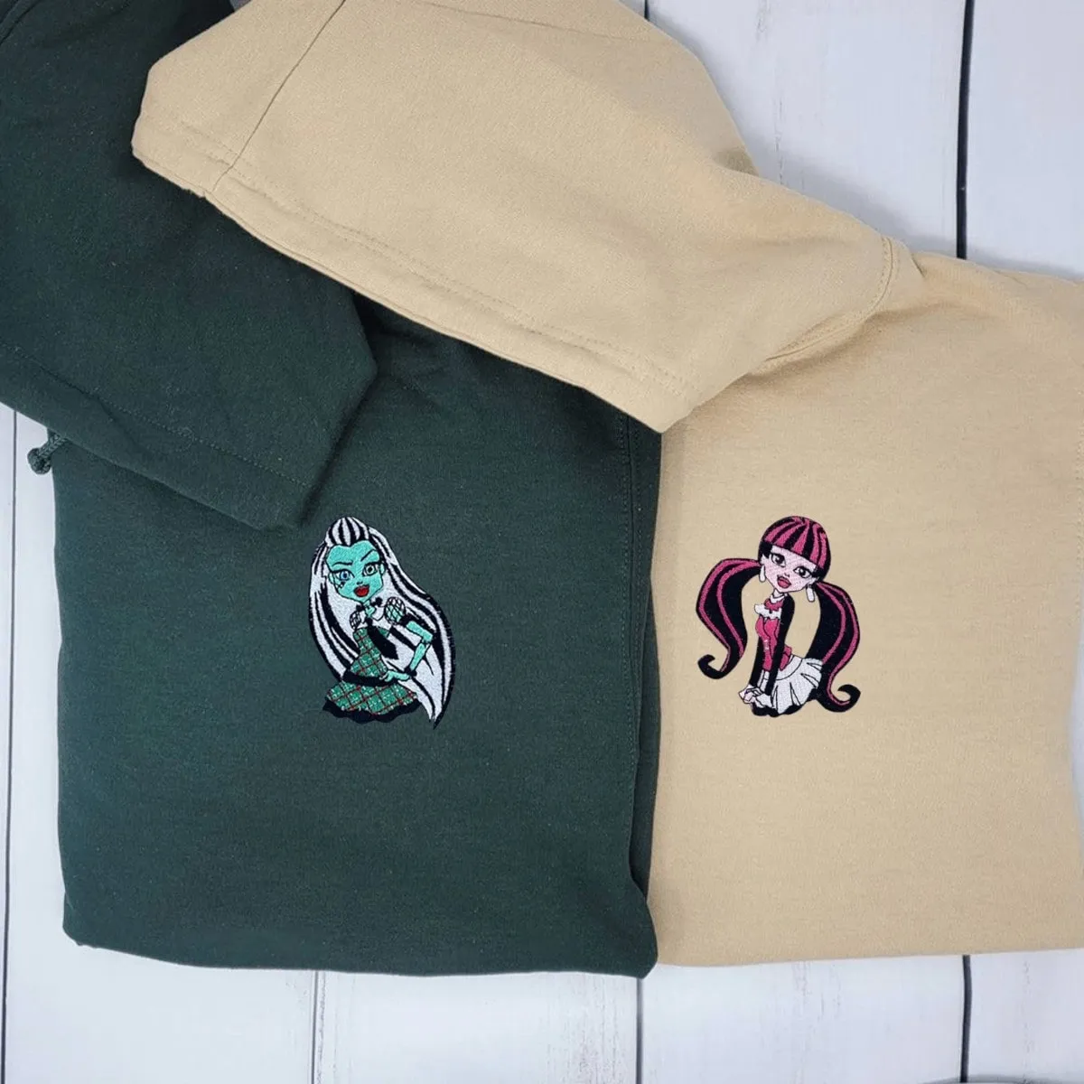 "Monster Couple" Matching Couple Hoodies - Custom Embroidered Sweatshirts For Couples