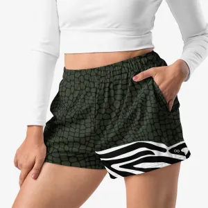 Recycled Breathy Shorts "CrocoZebra" Dark Green