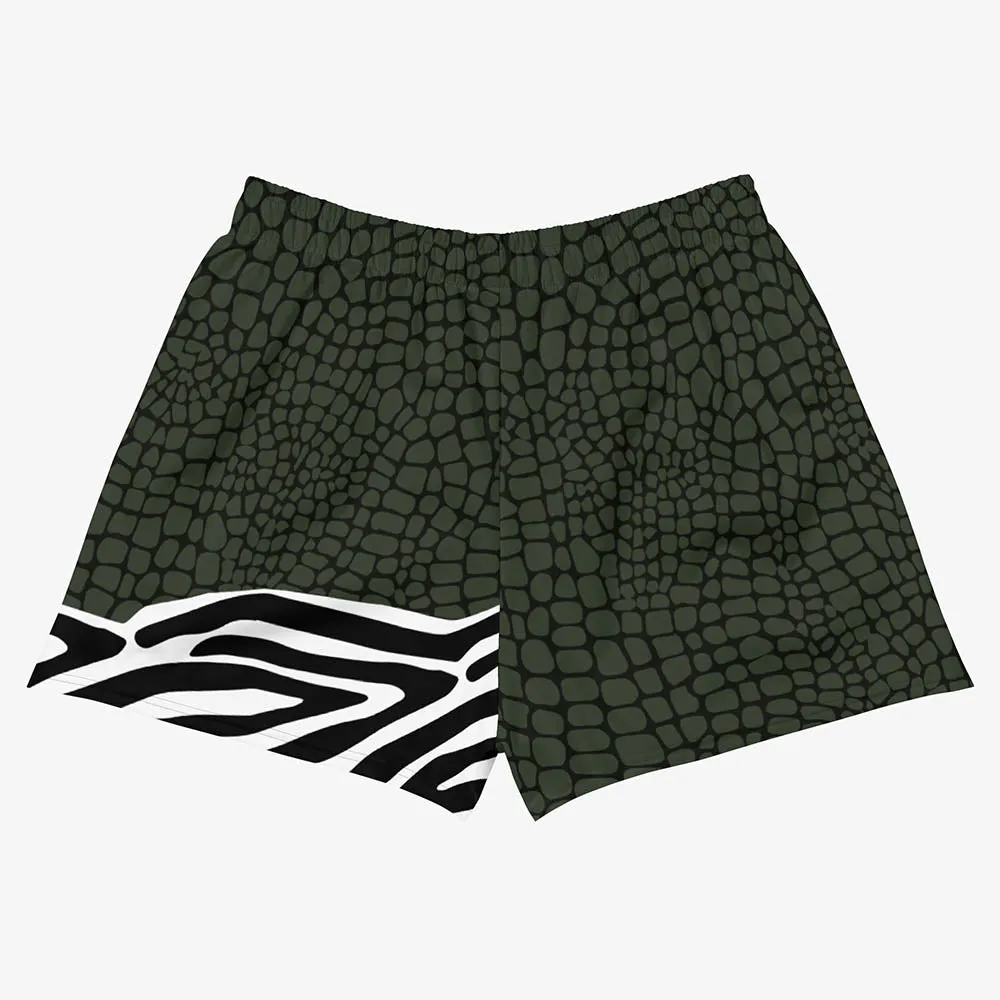 Recycled Breathy Shorts "CrocoZebra" Dark Green