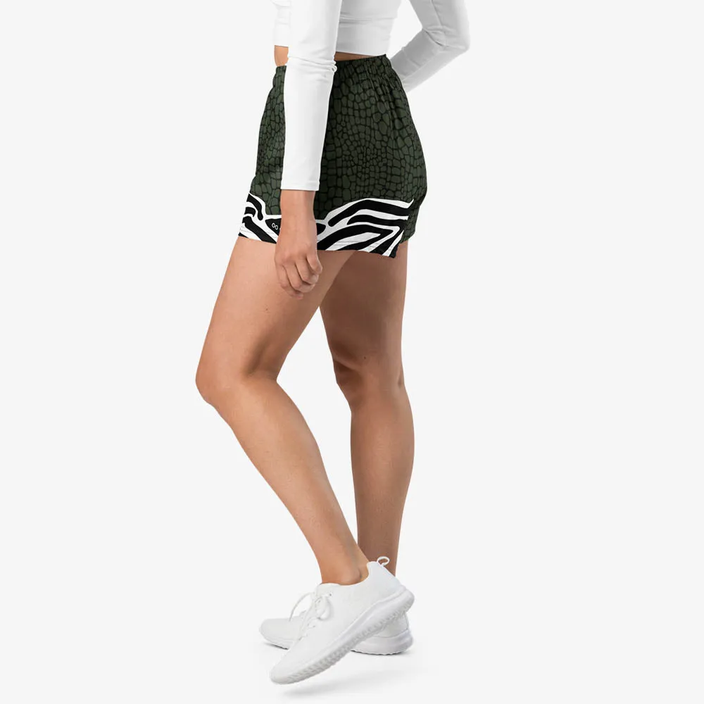 Recycled Breathy Shorts "CrocoZebra" Dark Green