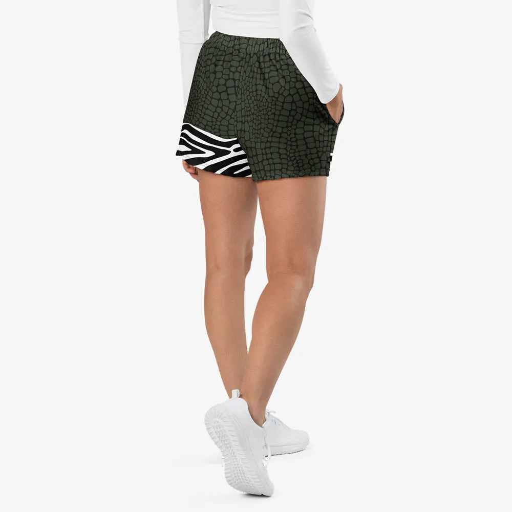 Recycled Breathy Shorts "CrocoZebra" Dark Green