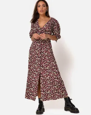 Rigita Dress in Floral Field Plum