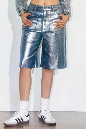 Silver Foil Printed Bermuda Shorts