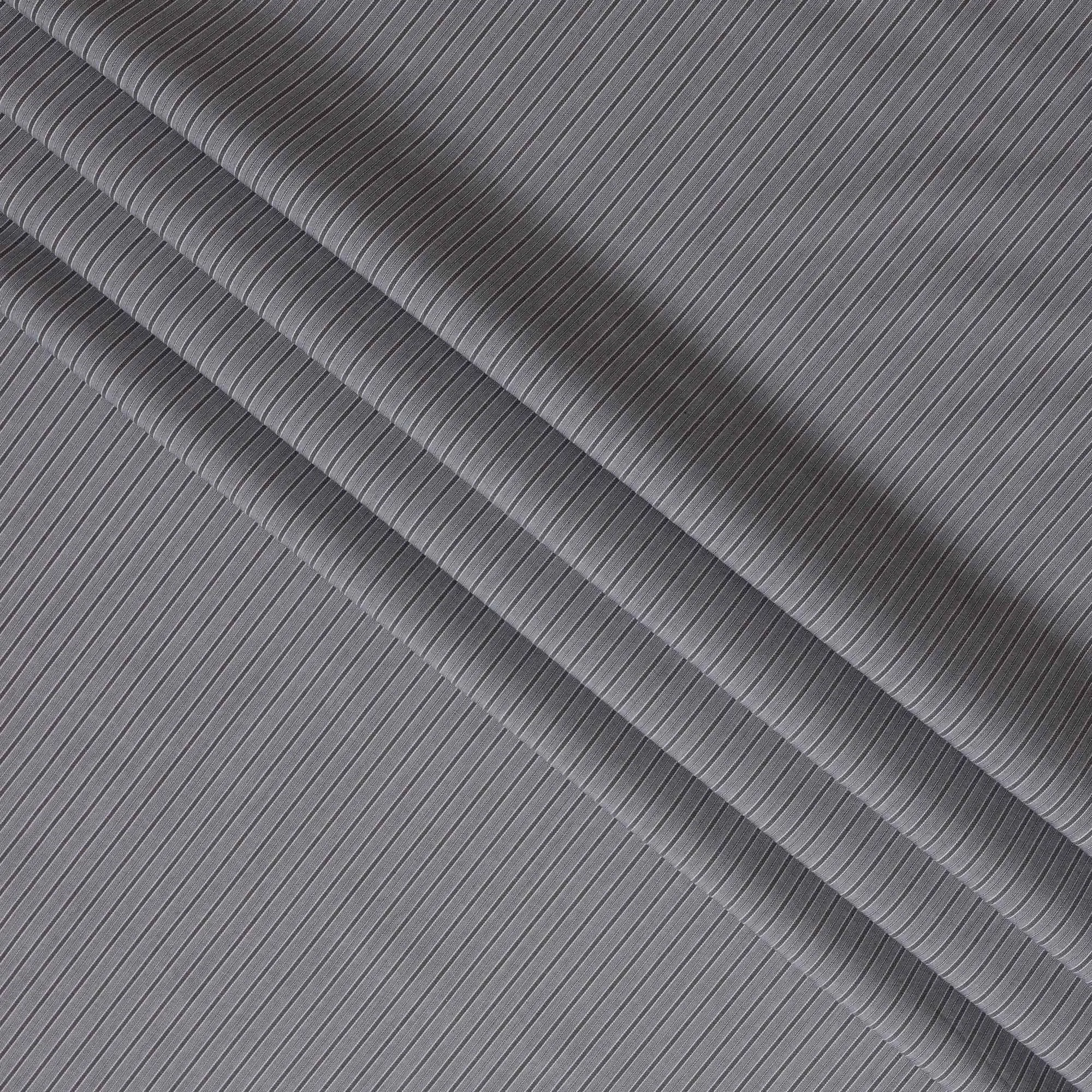 Slate Grey and White Pinstriped 100% Cotton Shirting Fabric, 150 cm Width, Made in Italy
-D20474