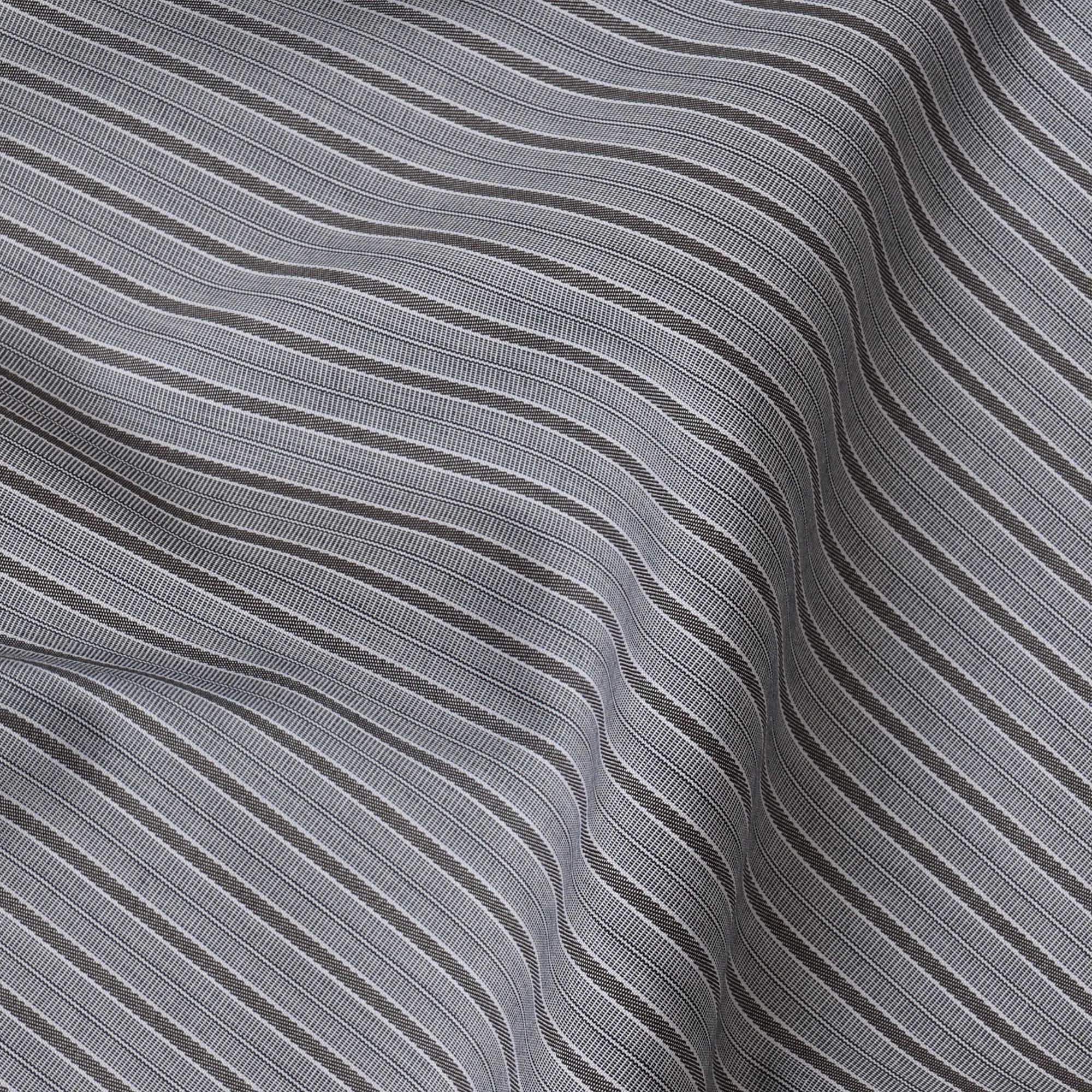 Slate Grey and White Pinstriped 100% Cotton Shirting Fabric, 150 cm Width, Made in Italy
-D20474