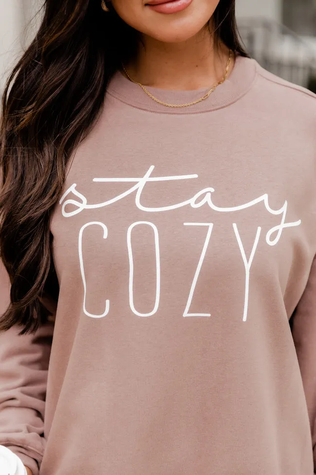 Stay Cozy Mocha Oversized Graphic Sweatshirt FINAL SALE