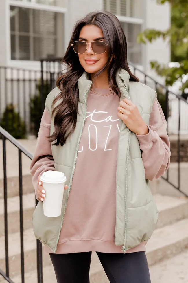 Stay Cozy Mocha Oversized Graphic Sweatshirt FINAL SALE