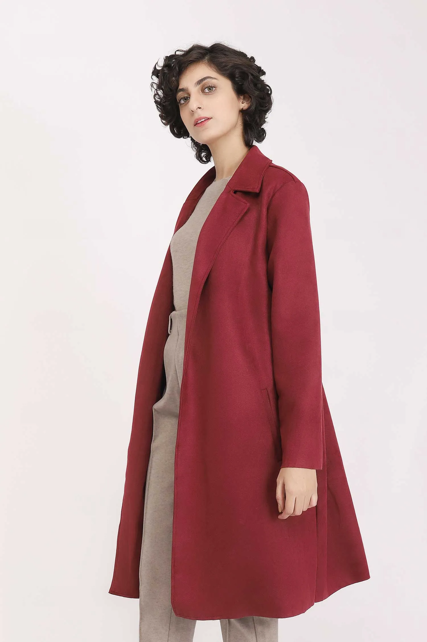 SUEDE OVERCOAT-BURGUNDY