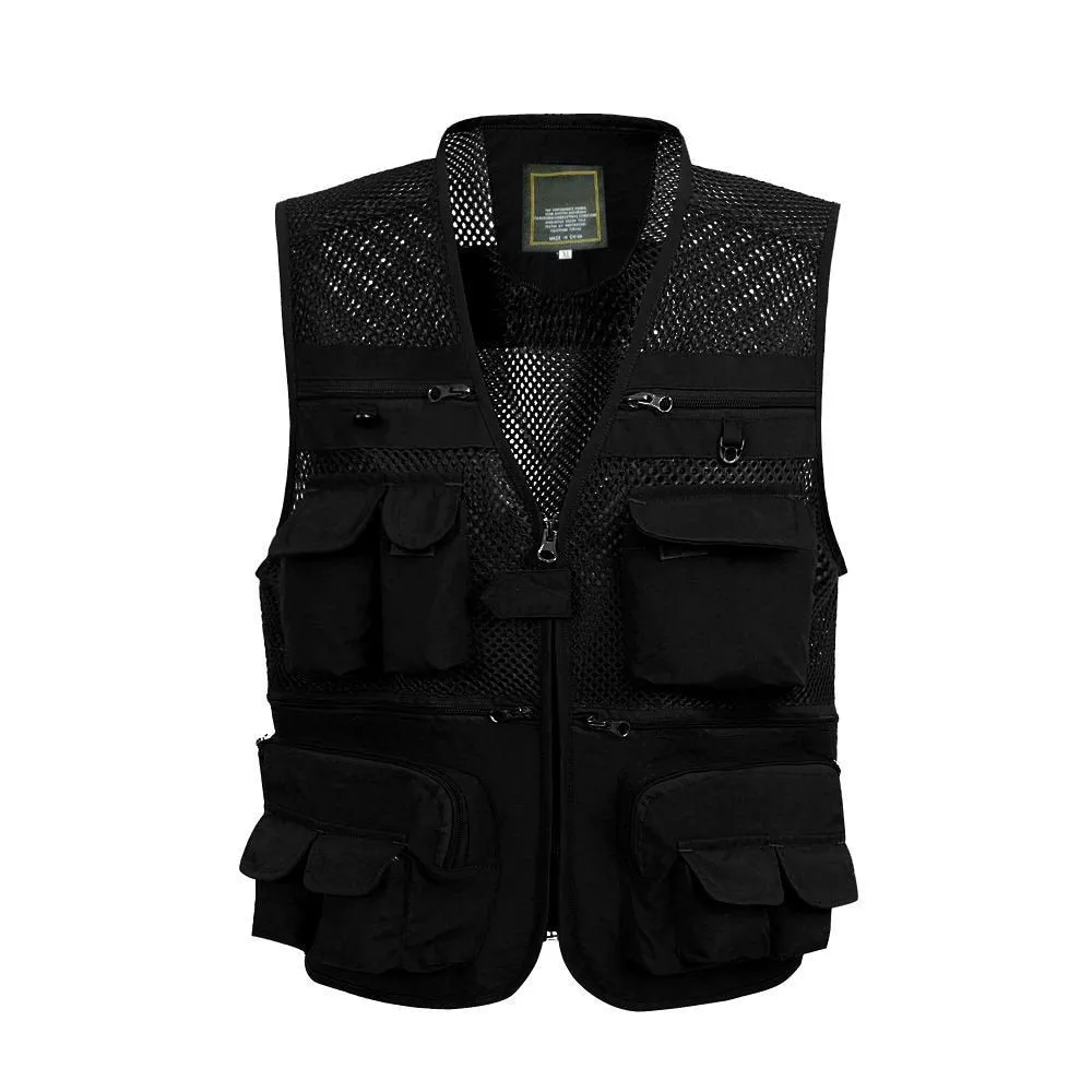 Summer Mesh Vest For Men Spring Autumn Male Casual Thin Breathable Multi Pocket Waistcoat Mens Baggy 5XL Vest With Many Pockets