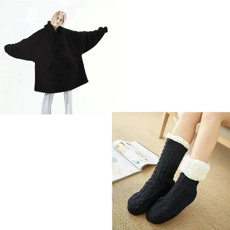 Thick Fleece Hooded Unisex Sweater Winter Double-sided Sweatshirt