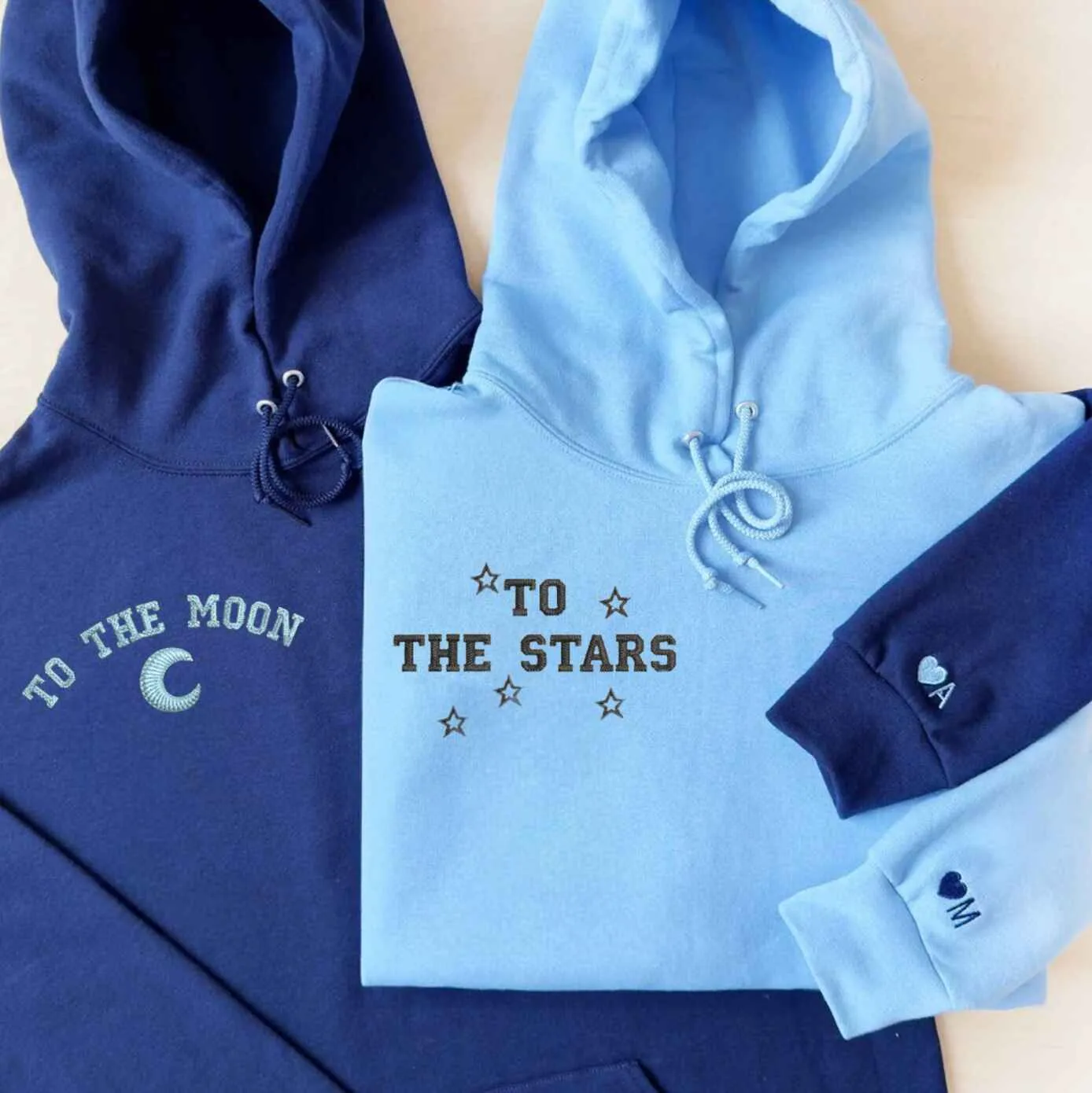 To the Moon & To the Stars Matching Couple Hoodies