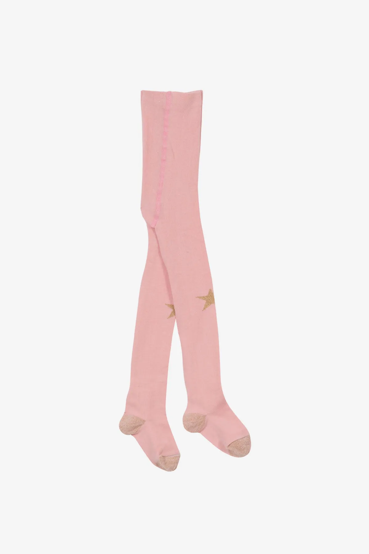 Velveteen Star Lurex Girls Tights - Moss Pink