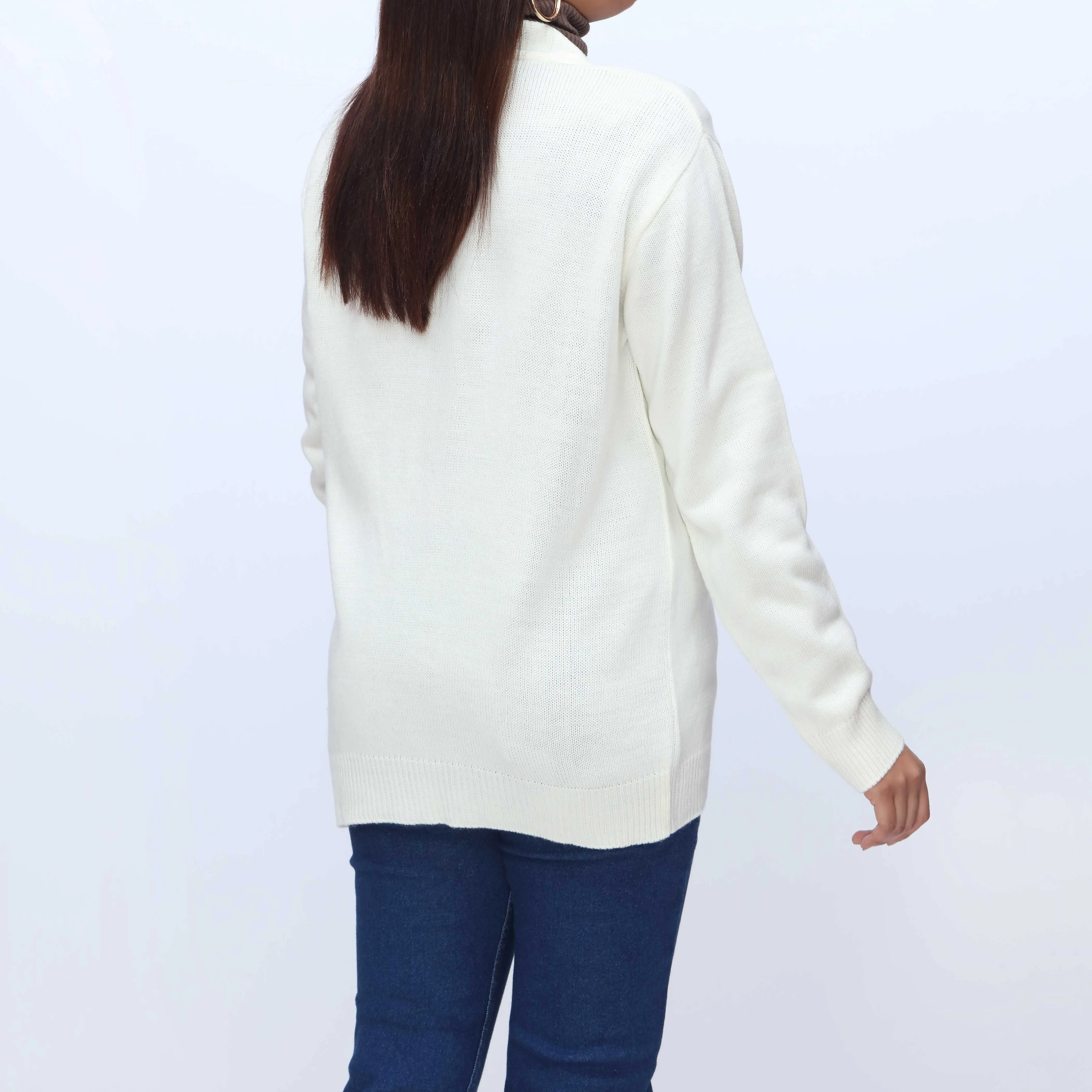 White Mid Length Cardigan PW3909