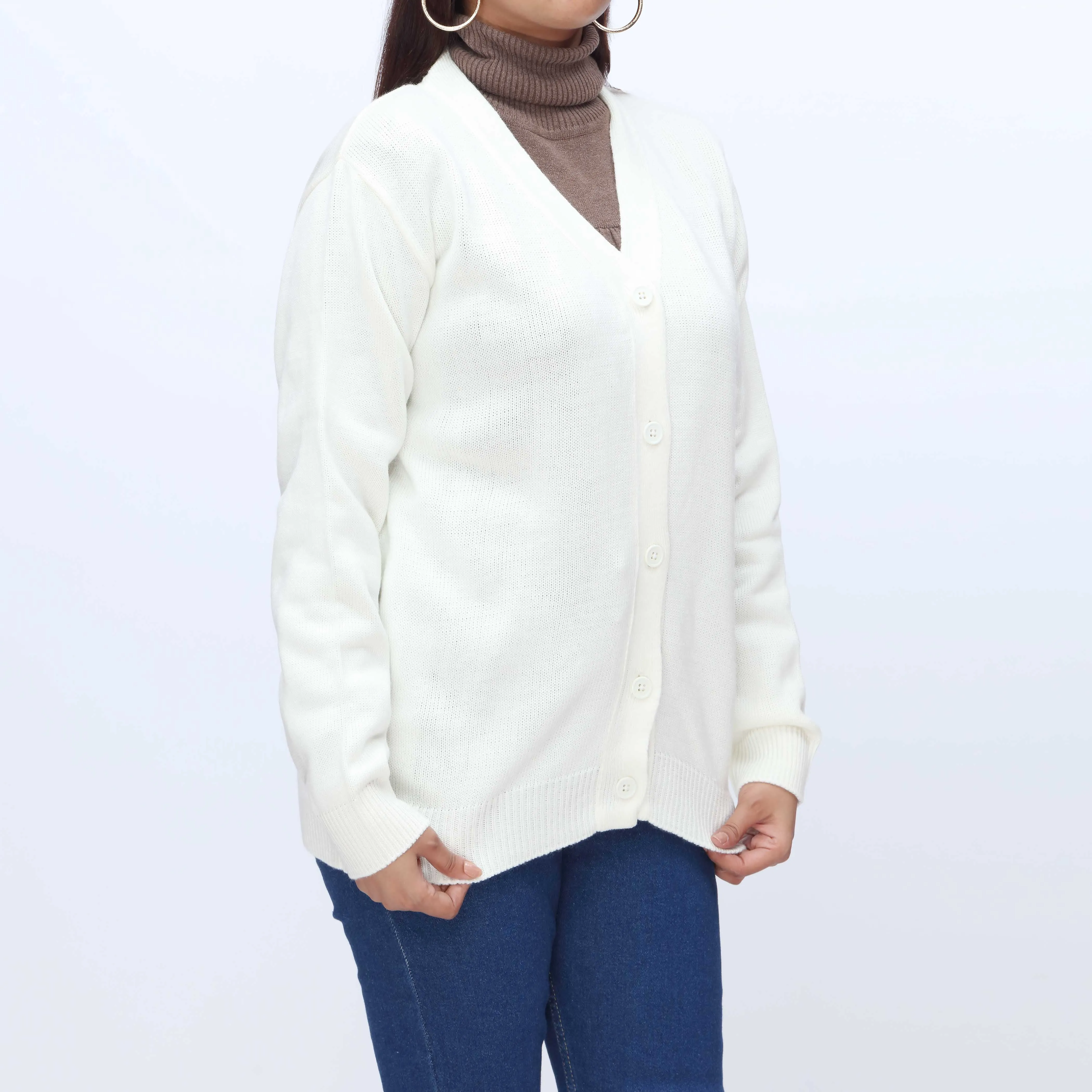 White Mid Length Cardigan PW3909