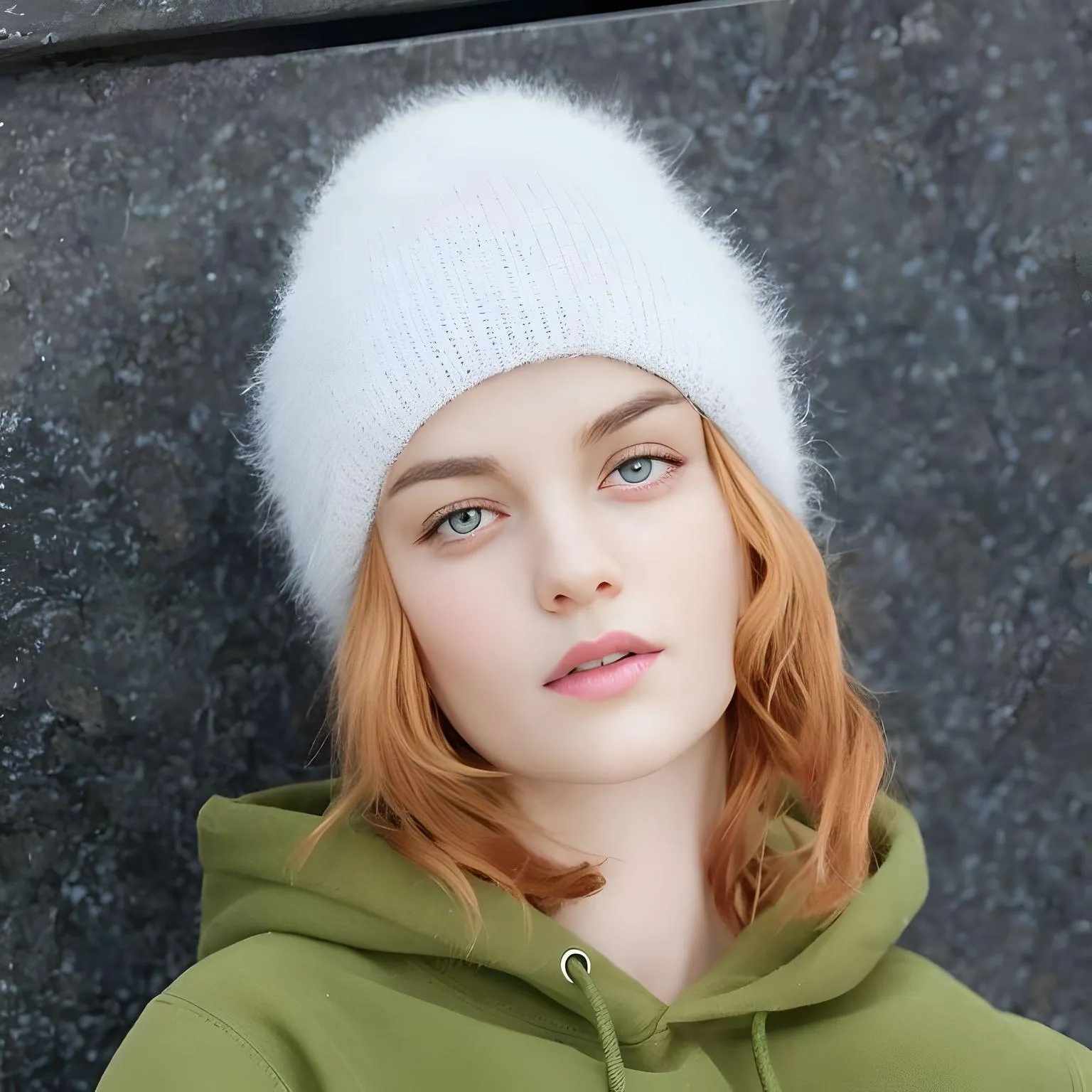 Winter Women's Rabbit Fur Hats Warm Long Rabbit Fur Hair Female Caps Fashion Solid Colors Wide Cuff Young Style Beanies