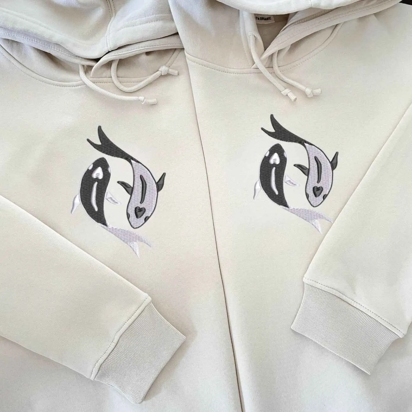 Yin Yang Koi Fish Couple Hoodies - Custom Embroidered Matching Hoodies For Couples